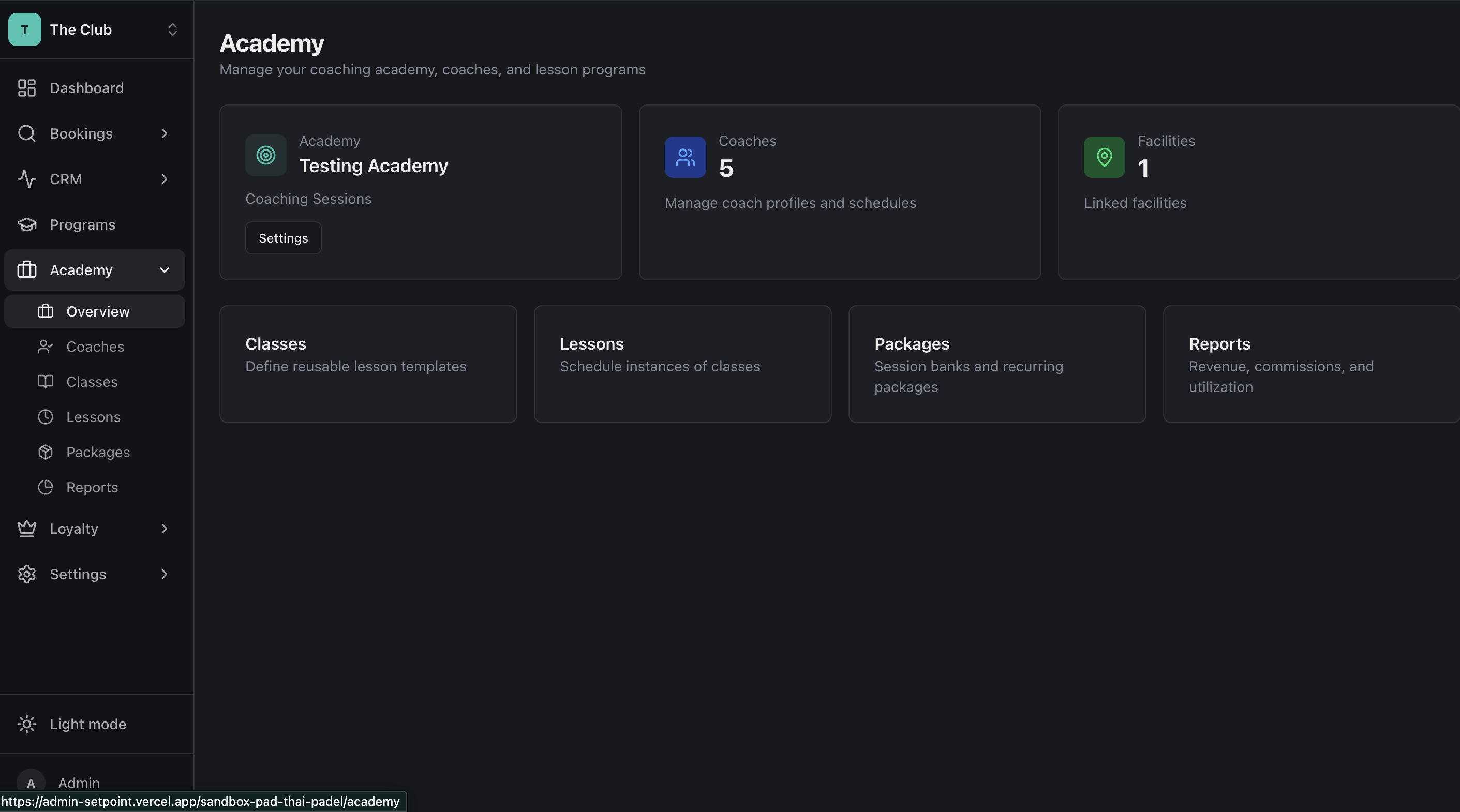 Setpoint academy management