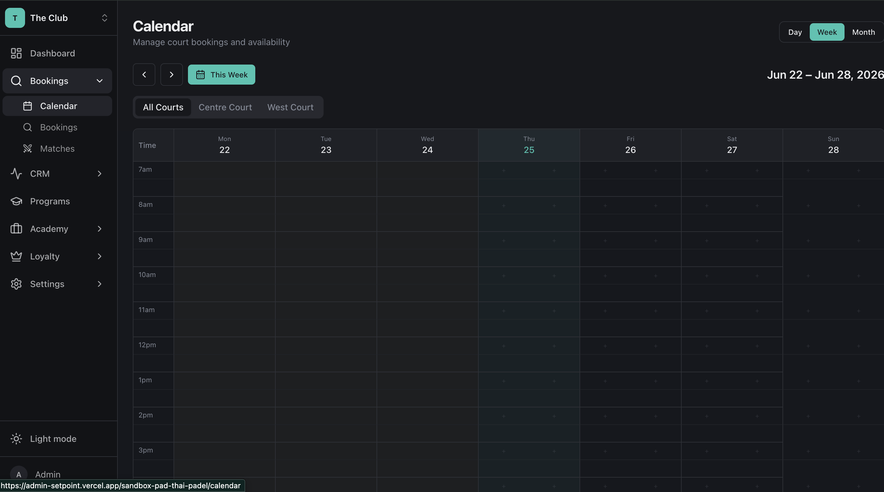 Setpoint booking calendar
